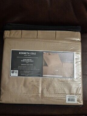 NEW Kenneth Cole Microfiber 6-Piece KING Sheet Set Includes Cellphone Pockets!